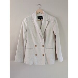 Banana Republic Linen-Blend Double Breasted Blazer Cream Work Professional Sz‎ 0